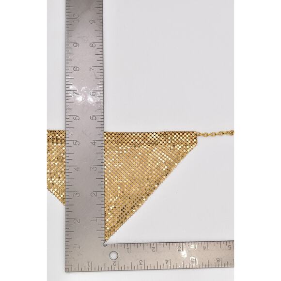 Whiting & Davis Vintage Mesh Chainmail Choker Bib Necklace Gold Signed 70s BinBL - Picture 12 of 12